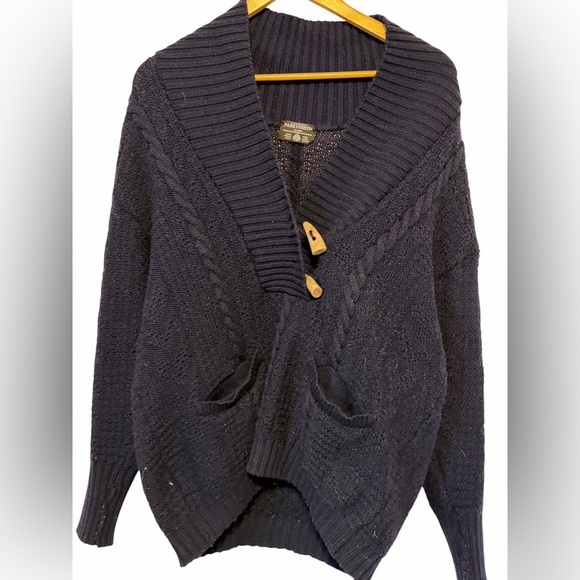 Parkhurst Sweaters - Parkhurst Black Shawl Collar Cable Knit Sweater with Toggle Closures